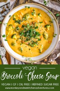 Vegan Broccoli Cheese Soup - Monkey and Me Kitchen Adventures