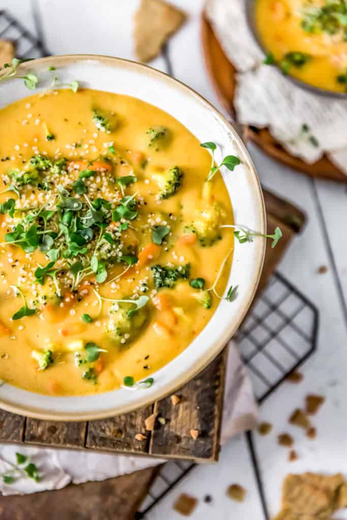 Vegan Broccoli Cheese Soup - Monkey and Me Kitchen Adventures