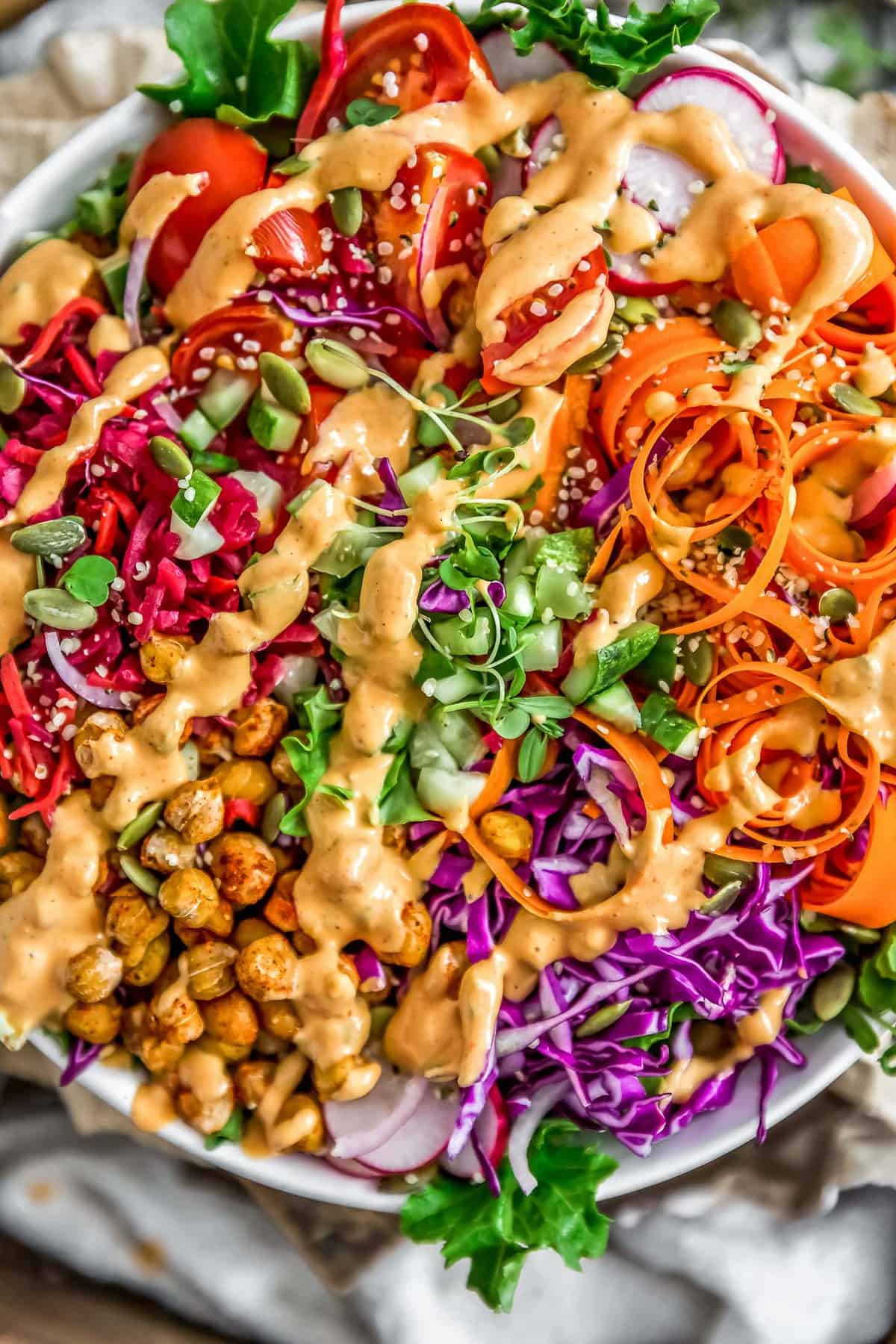 Oil Free Vegan Thousand Island Dressing over veggie bowl