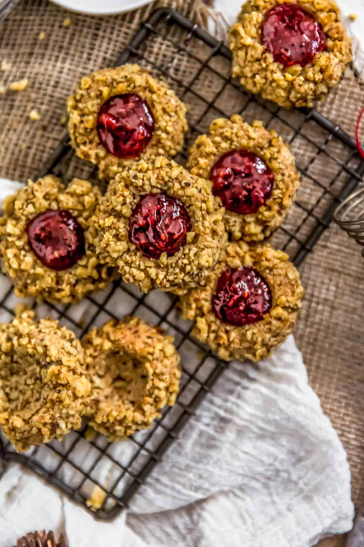 Close up of Vegan Thumbprint Cookies