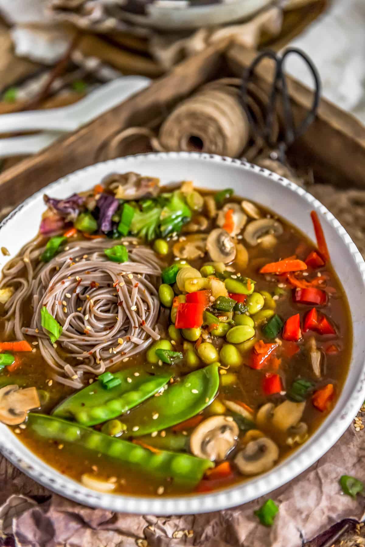 Vegan Veggie Miso Soup in a bowl