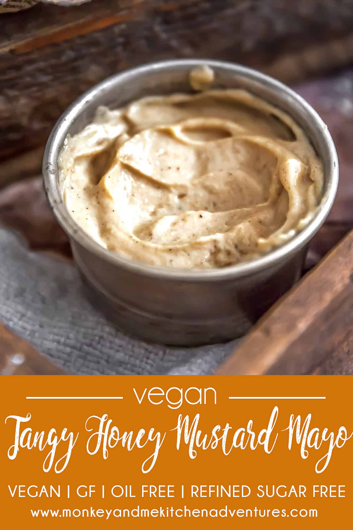 Vegan Tangy Honey Mustard Mayo with text description