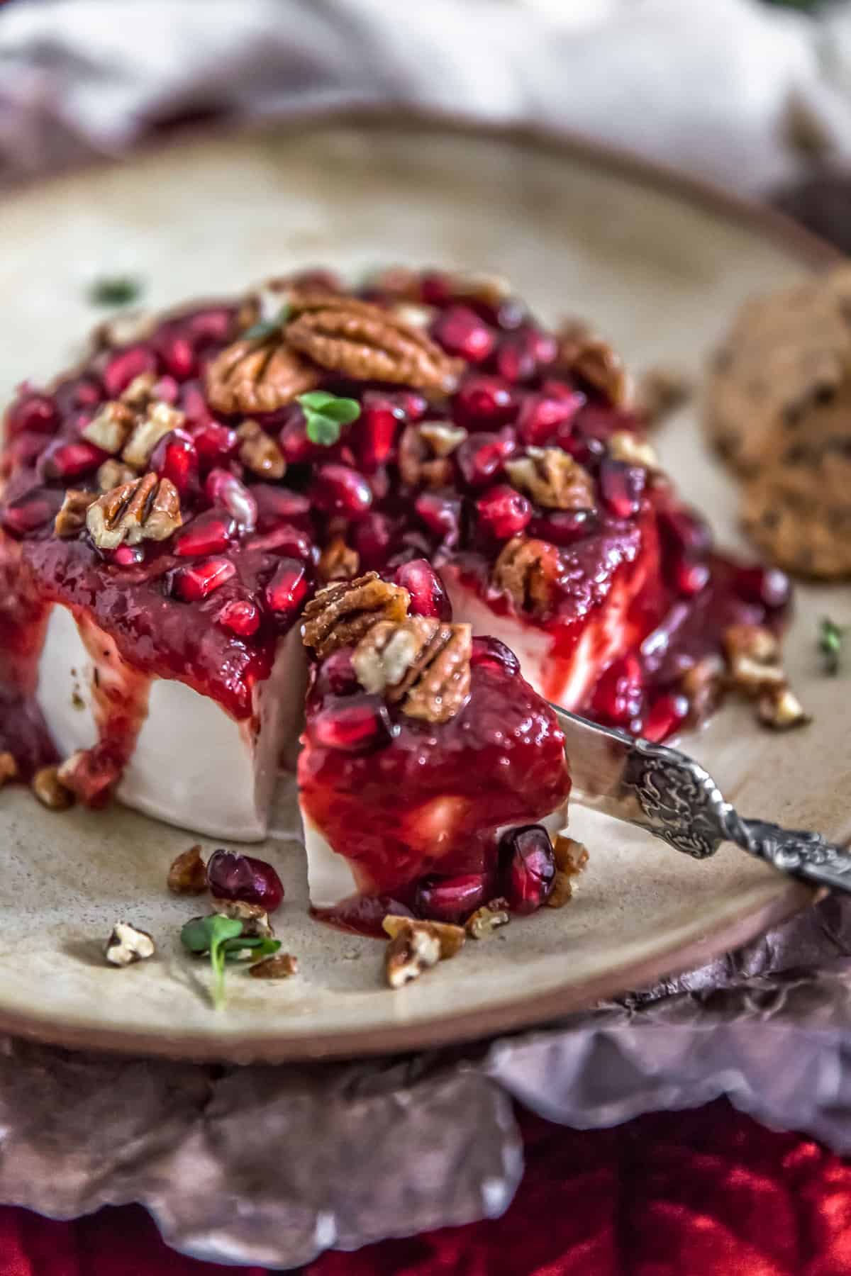 Cranberry Jalapeño Hot Pepper Jelly over vegan cream cheese