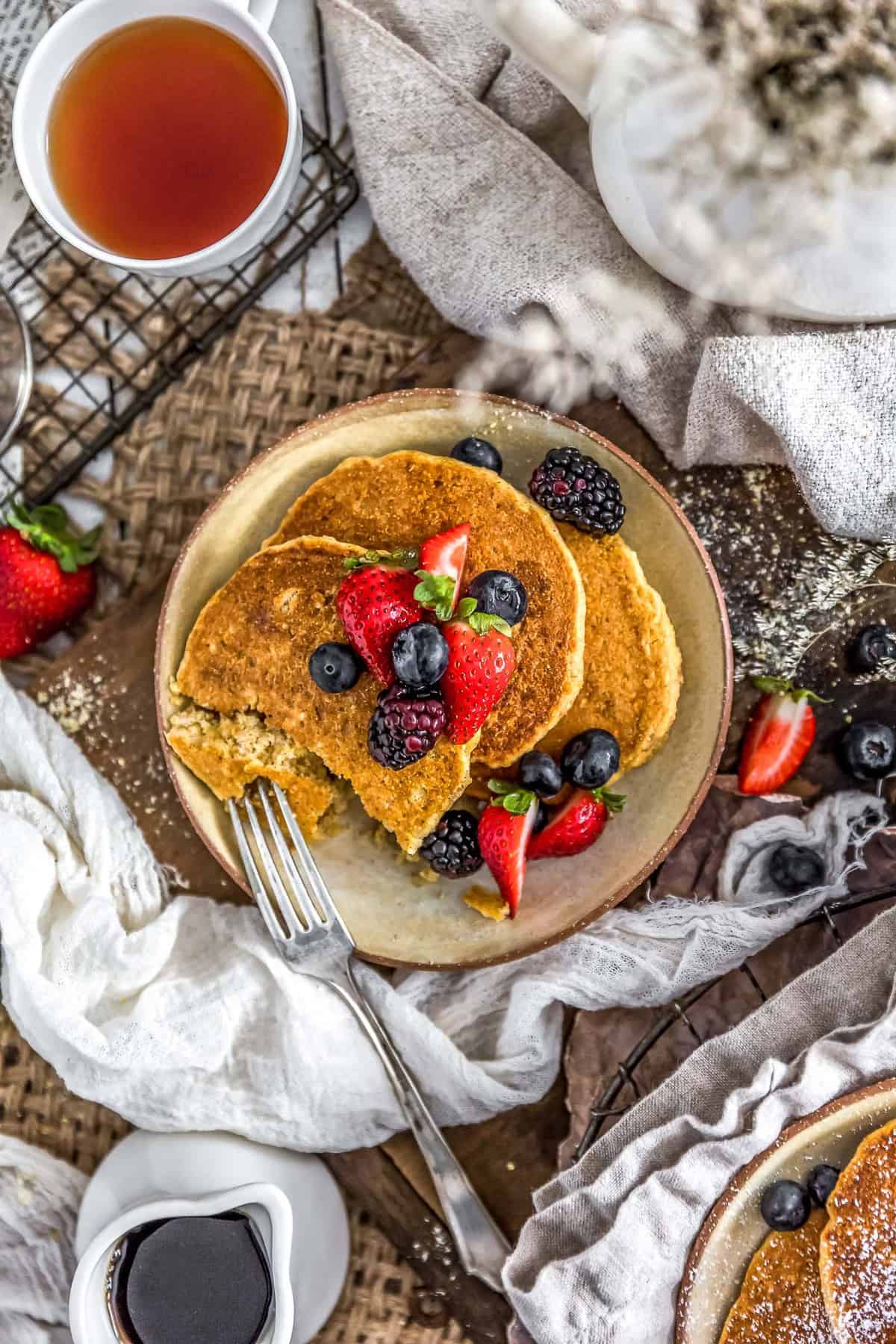 Plated Healthy Vegan Cornmeal Pancakes