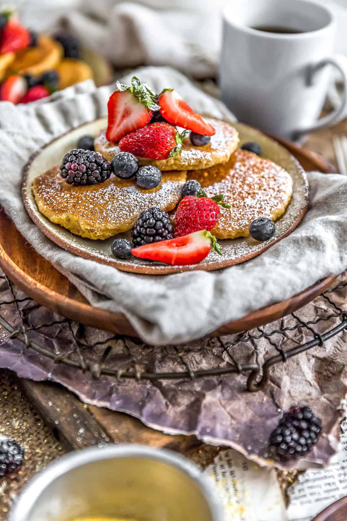 Healthy Vegan Cornmeal Pancakes with fruit