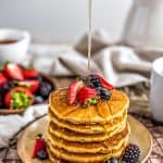 Stack of Healthy Vegan Cornmeal Pancakes