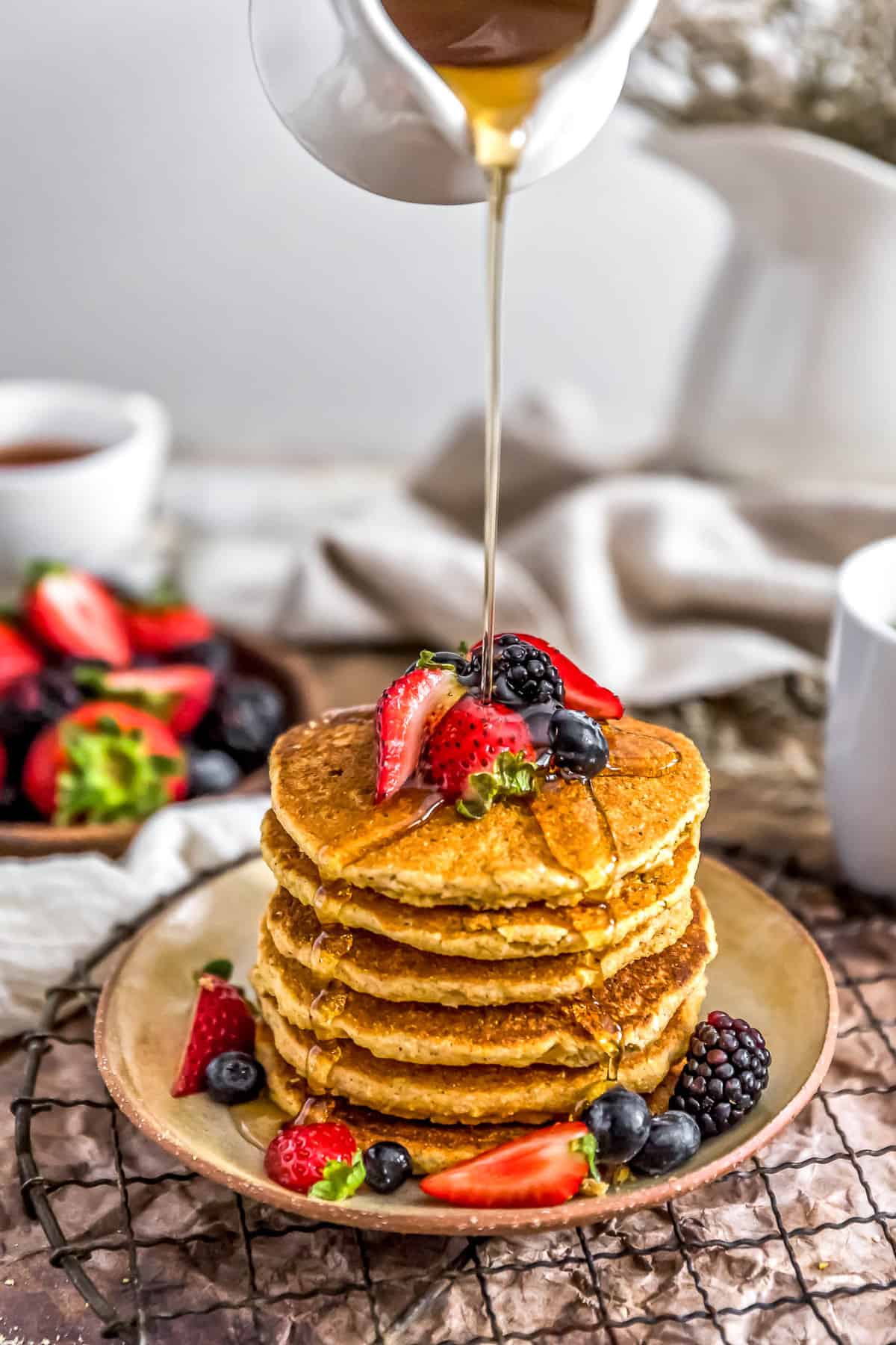 Stack of Healthy Vegan Cornmeal Pancakes