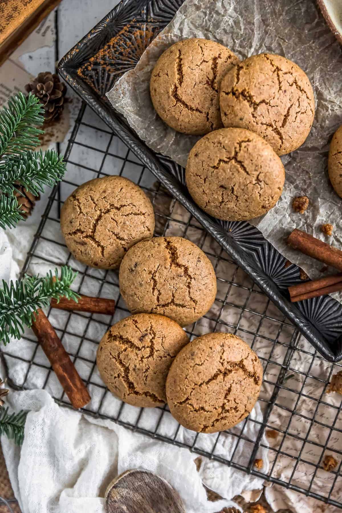 Healthy Vegan Snickerdoodles on a cooling rack