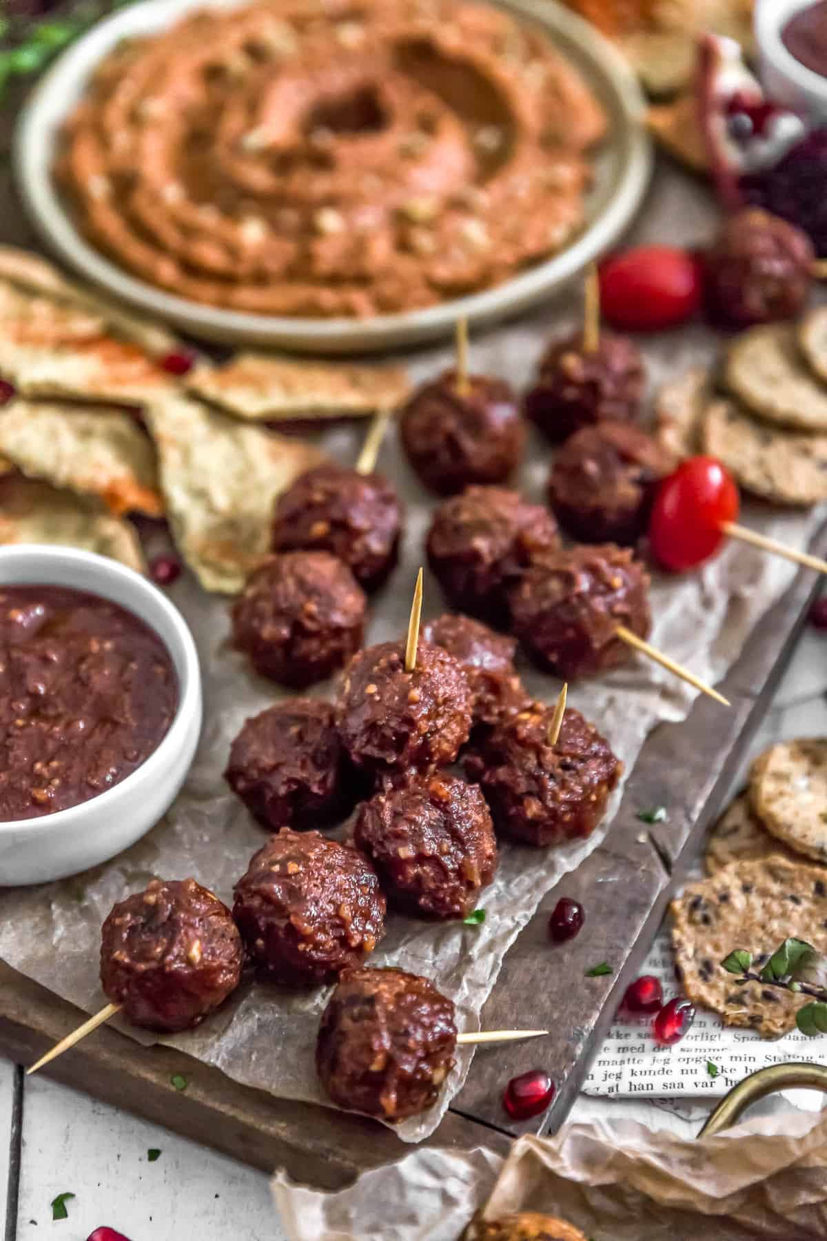 Vegan Cocktail Meatballs with Healthy Chili Sauce