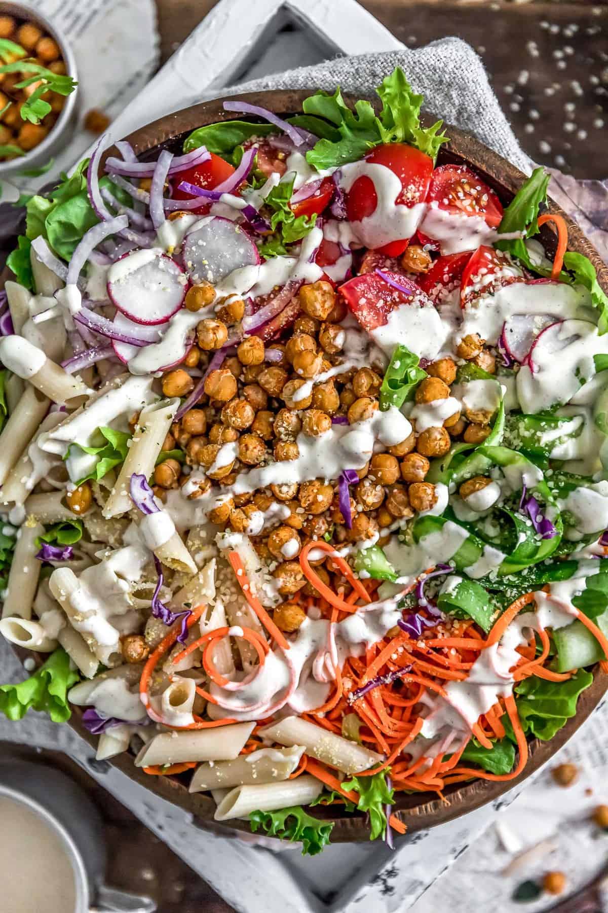 Vegan Creamy Caesar Dressing on a salad