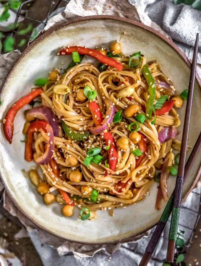 Close up of Vegan Kung Pao Noodles