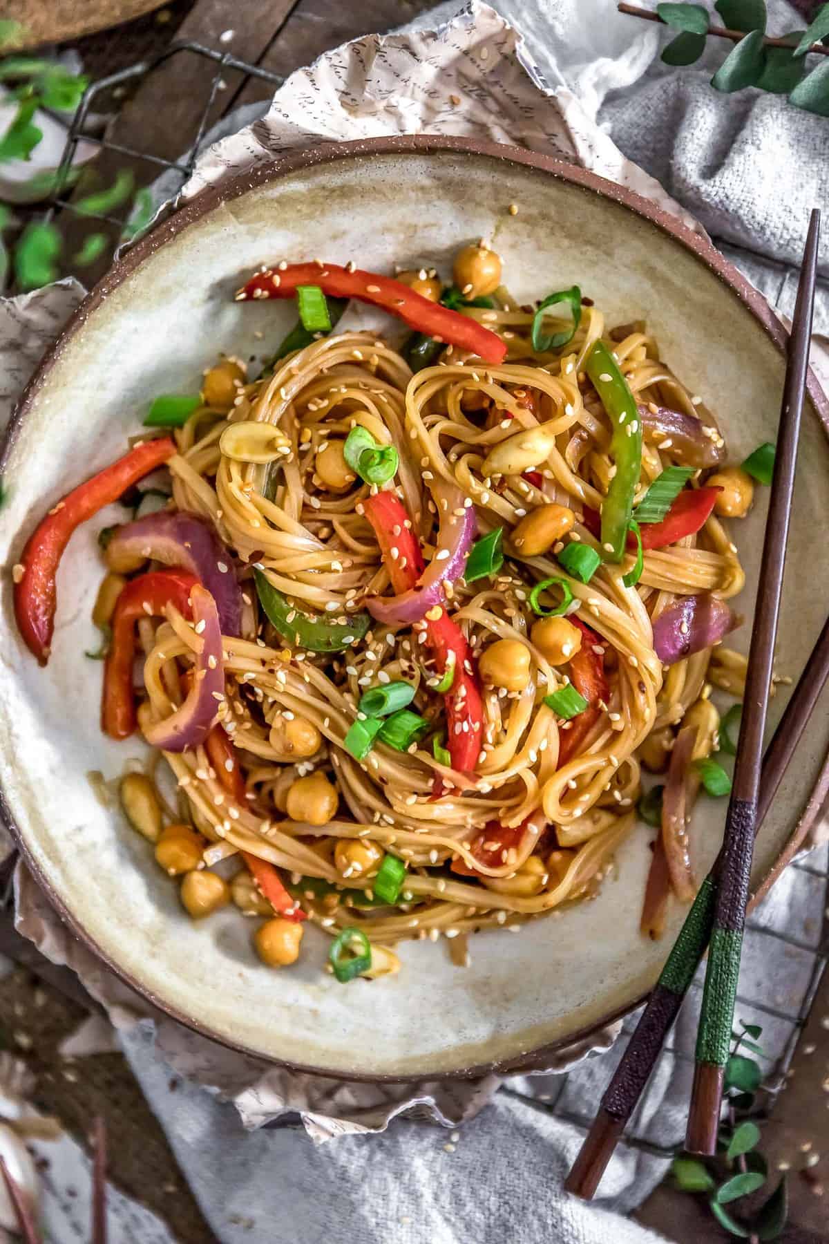 Close up of Vegan Kung Pao Noodles