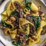 Vegan Mushroom Spinach Stroganoff with pasta