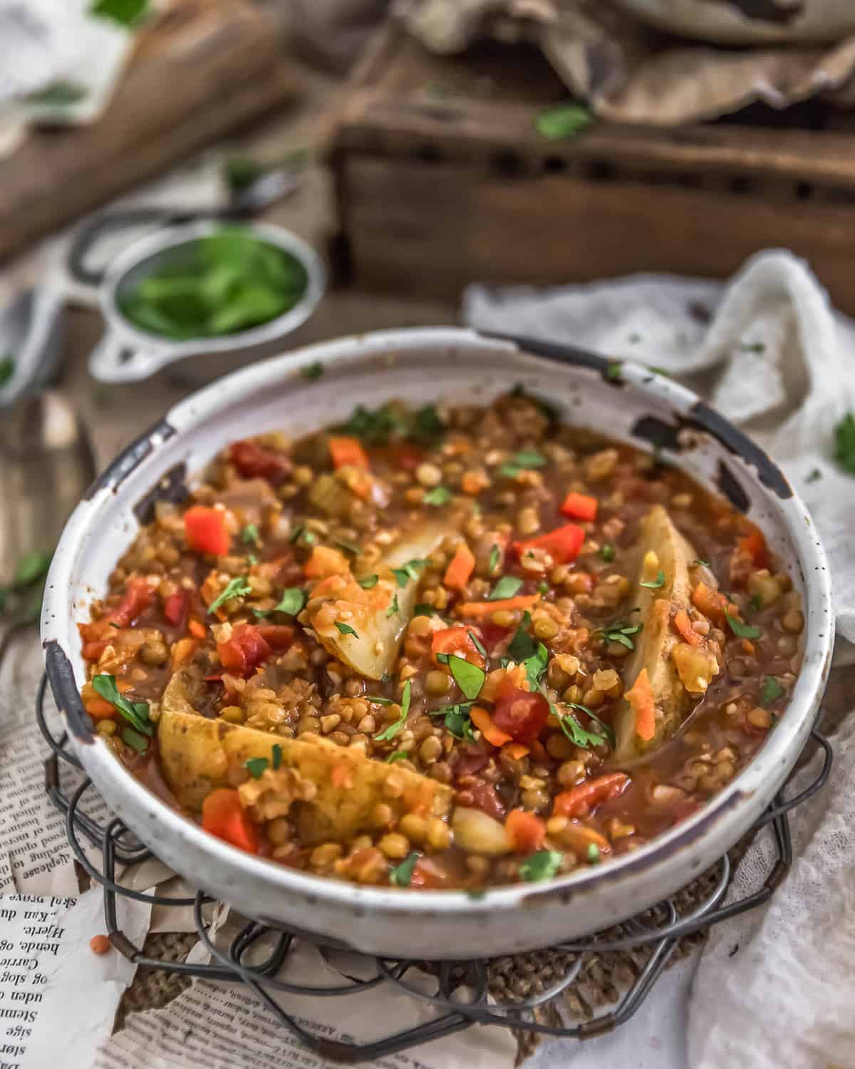 Vegan Two Lentil Potato Stew