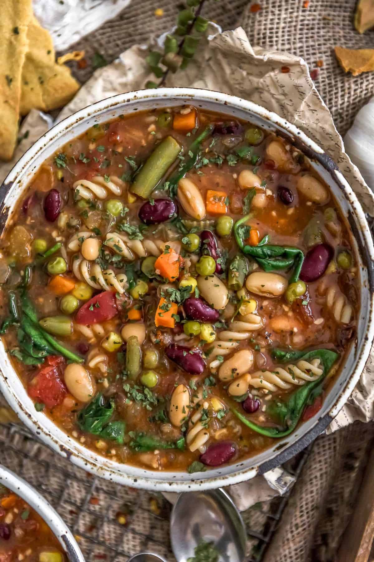 Close up of Healthy Minestrone Soup