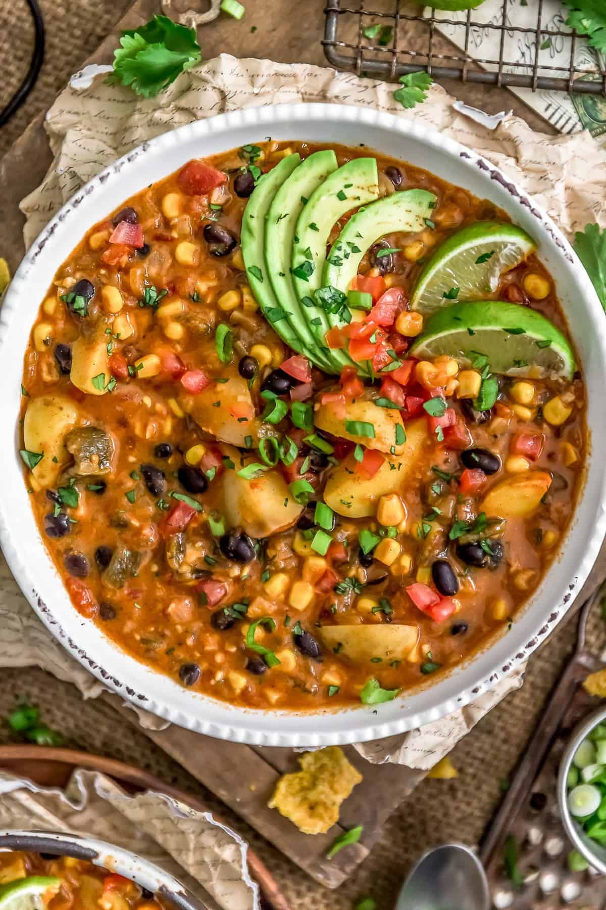 Close up of Roasted Poblano Potato Stew