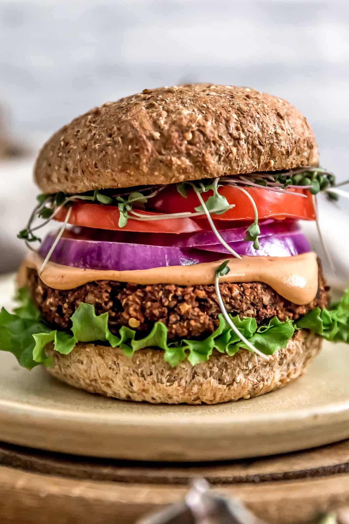Ultimate Healthy Vegan Black Bean Burger with Special Burger Sauce