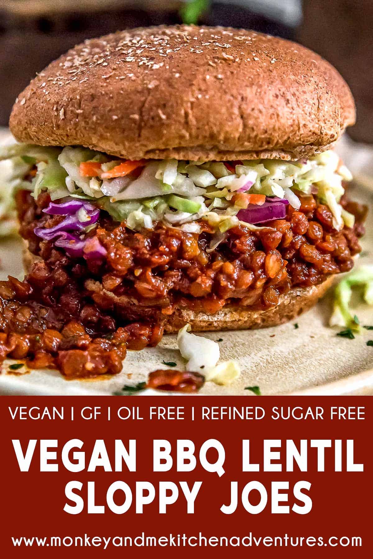 Vegan BBQ Lentil Sloppy Joes with Text Description