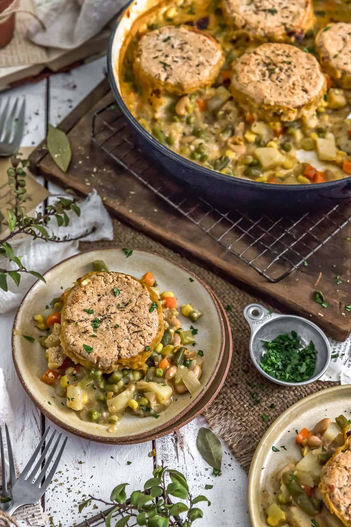 Vegan Biscuit Pot Pie in a dish