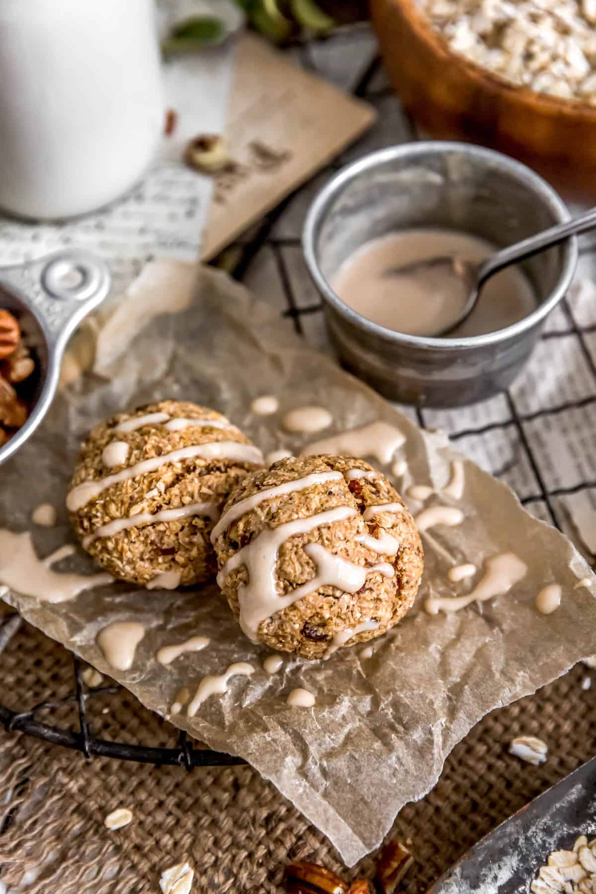 Vegan Hummingbird Breakfast Cookies with glaze