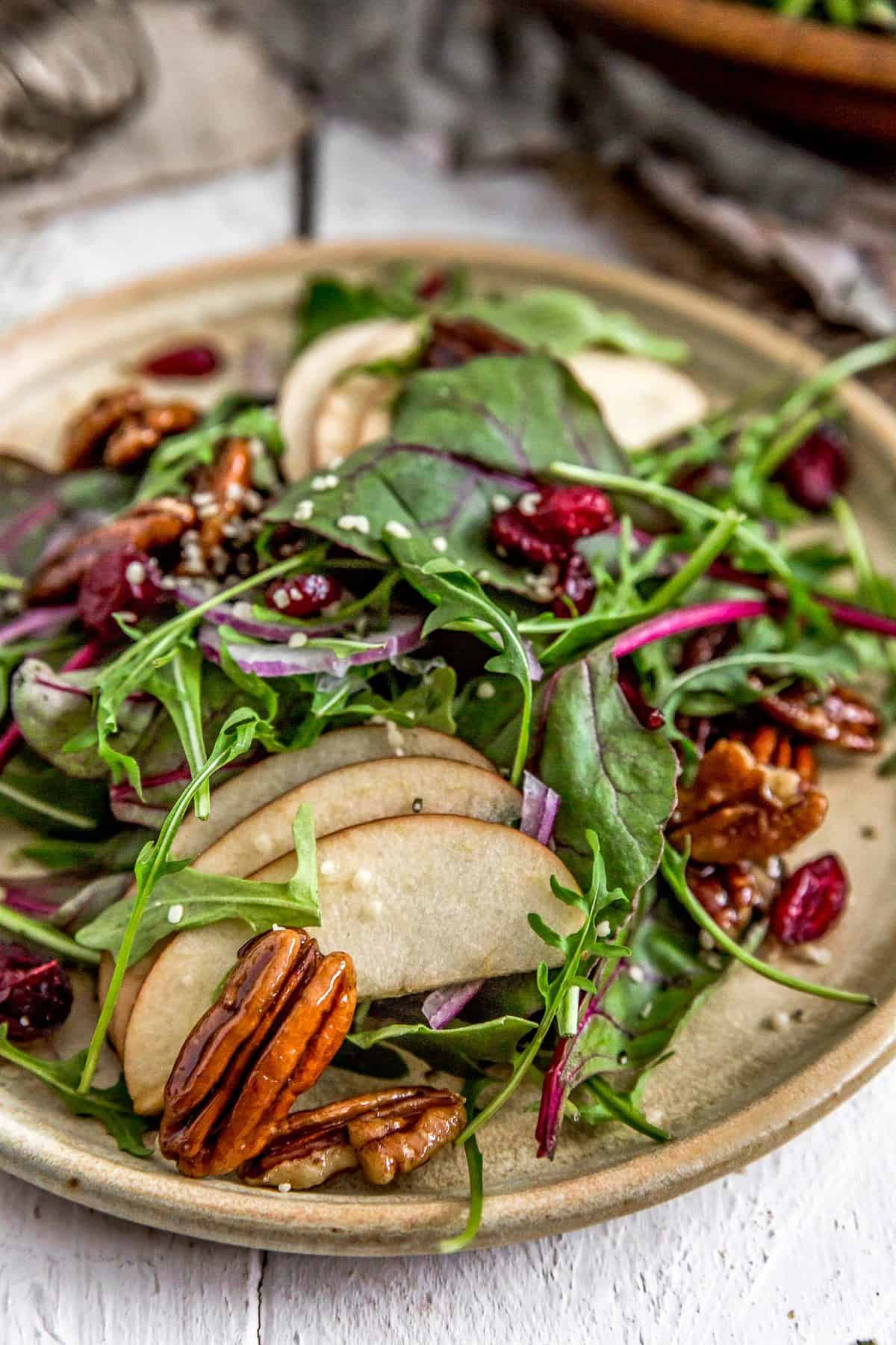 Plate of Beet Greens and Apple Salad