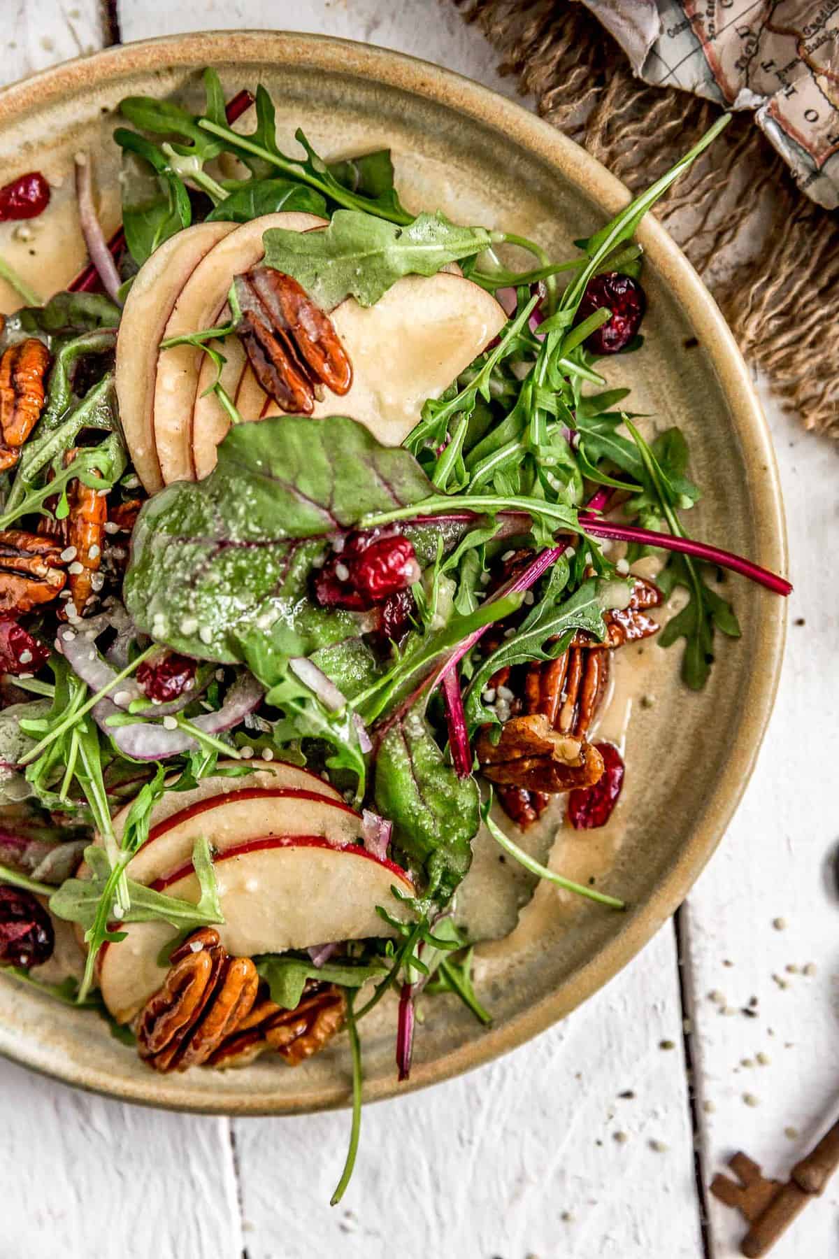 Beet Greens and Apple Salad with Maple Mustard Vinaigrette