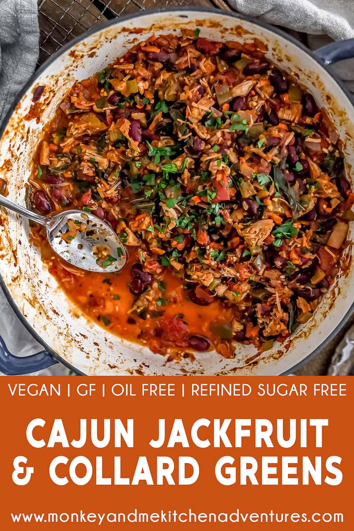 Cajun Jackfruit and Collard Greens with text description