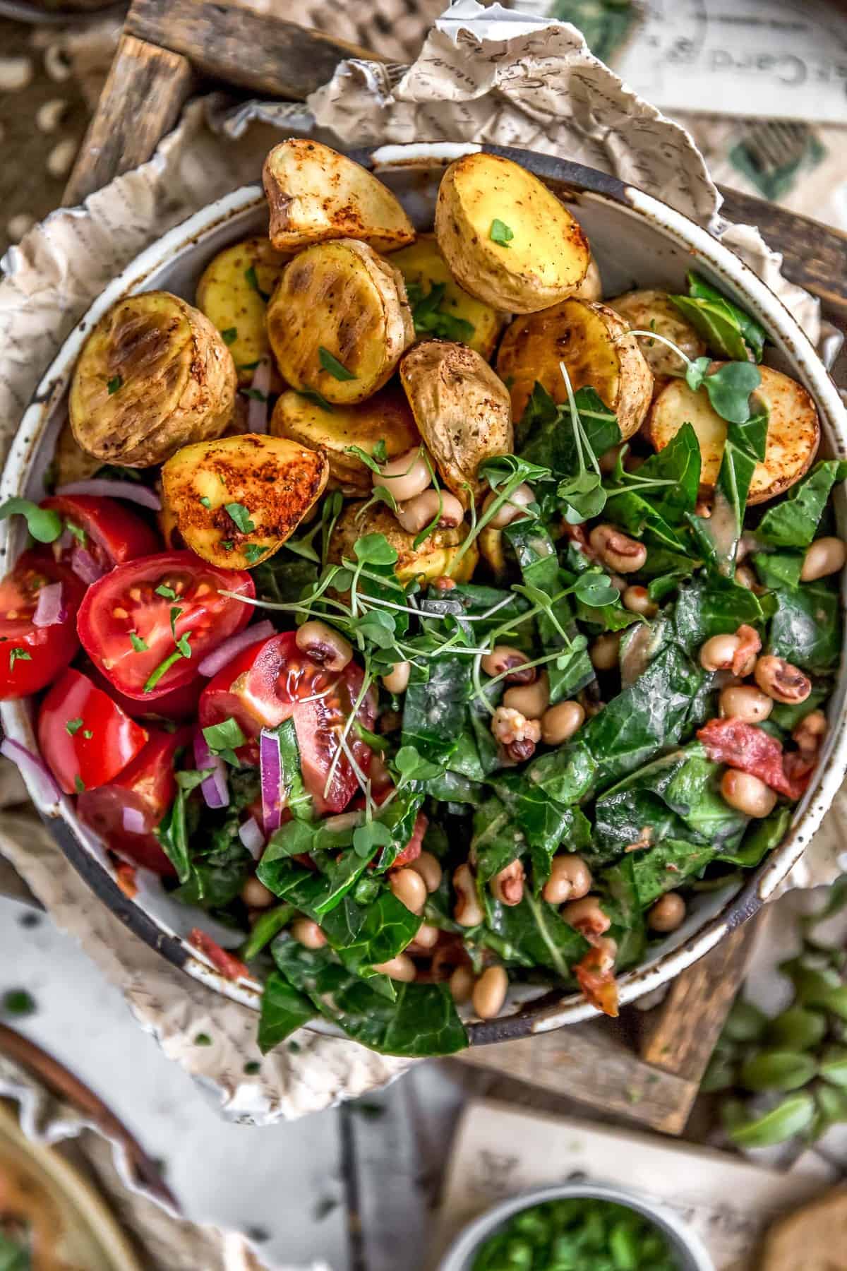 Collard Green and Black-Eyed Pea Salad in a bowl