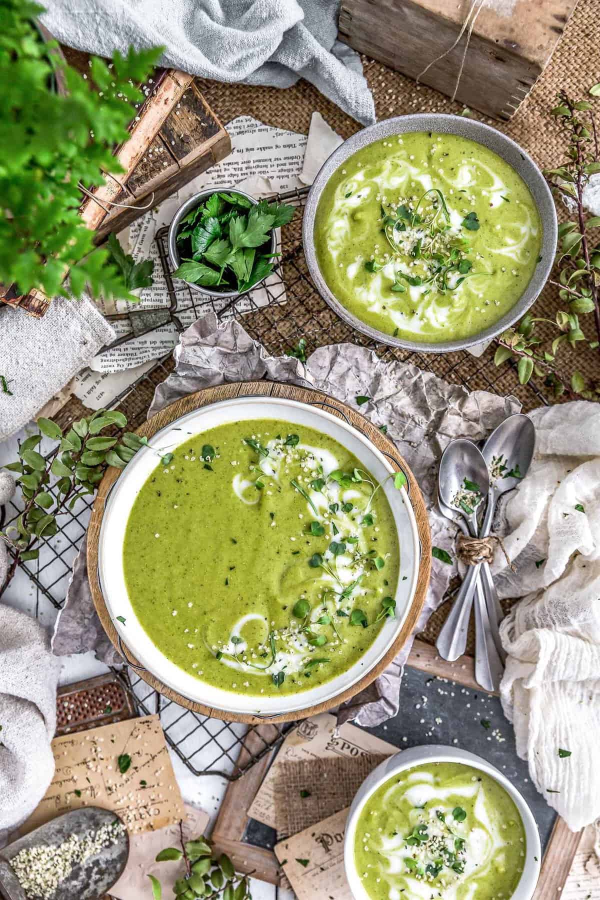 Tablescape of Healing Green Soup