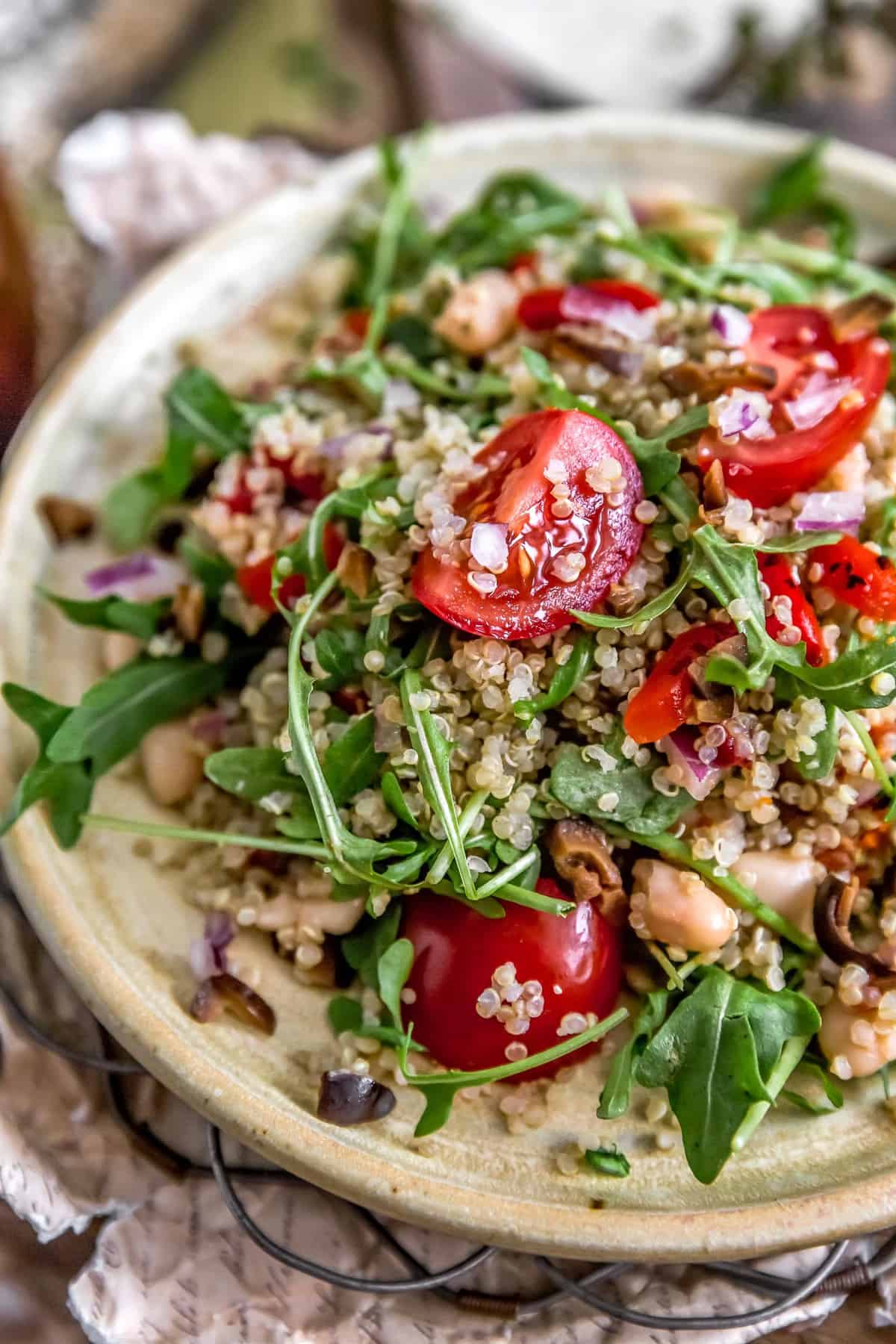 Close up of Mediterranean Quinoa Salad