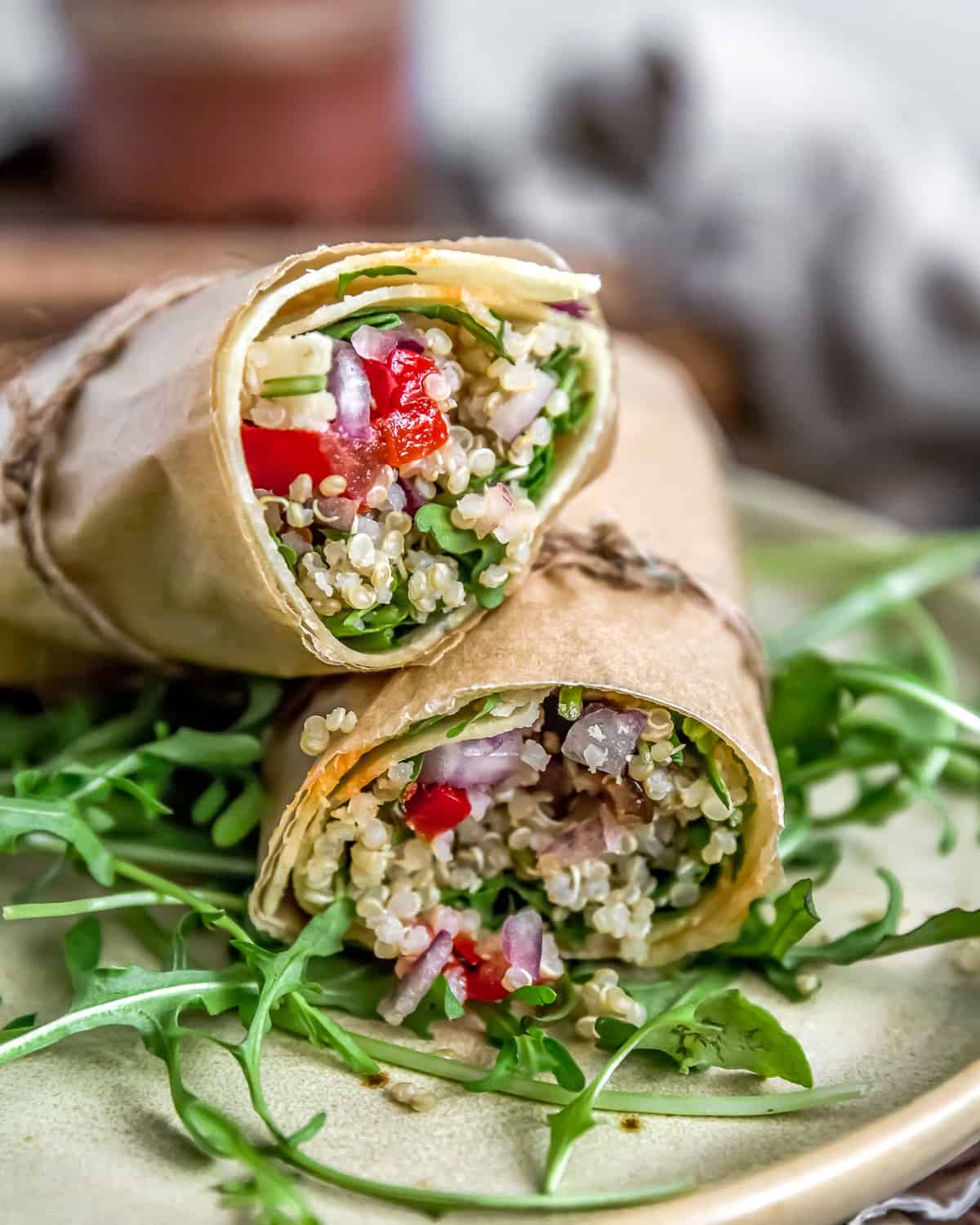 Mediterranean Quinoa Salad in a wrap