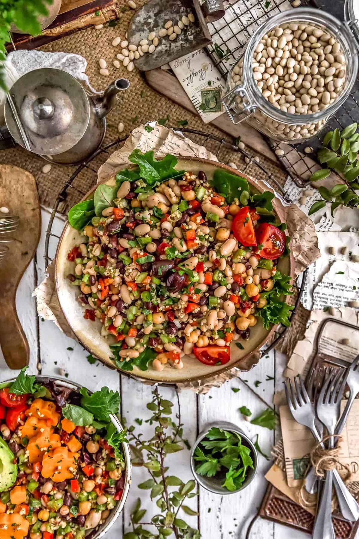 Tablescape of Tuscan Bean Salad