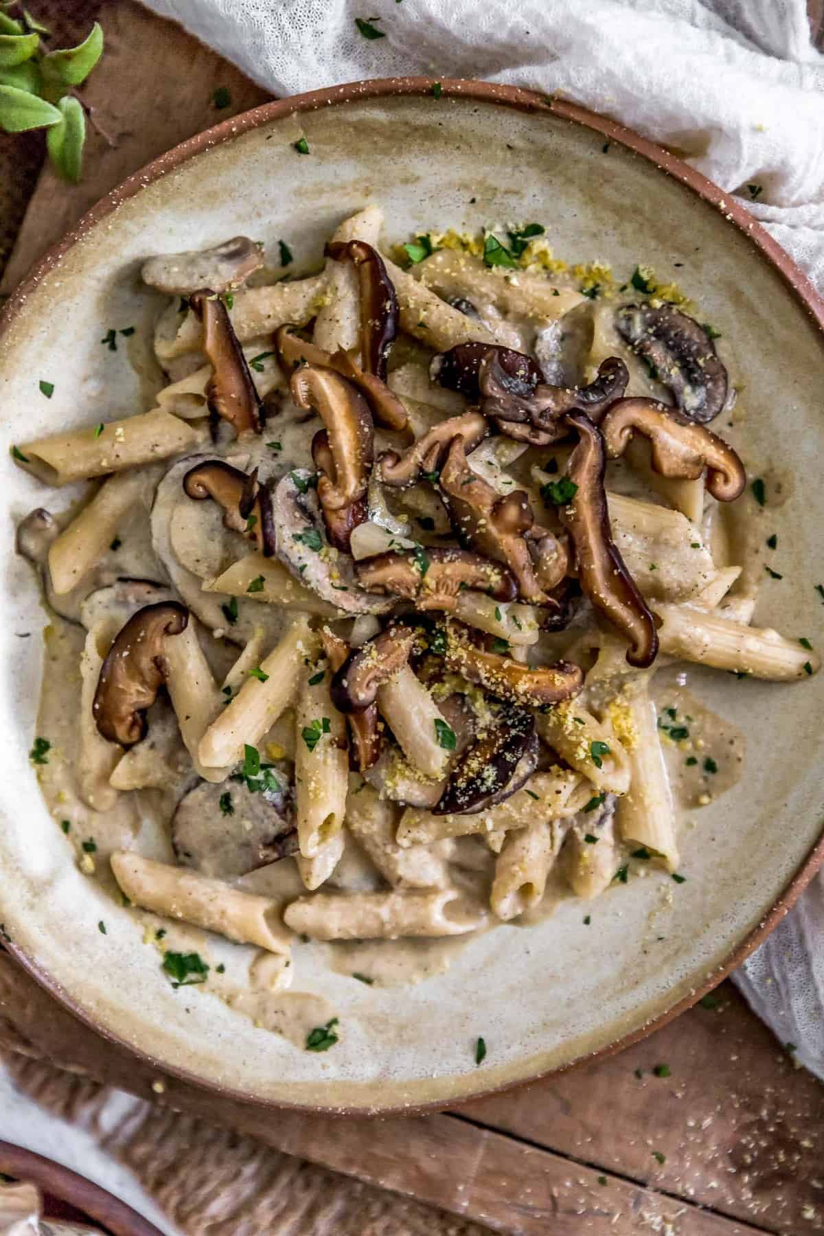 Creamy Herb Mushroom Pasta - Monkey and Me Kitchen Adventures