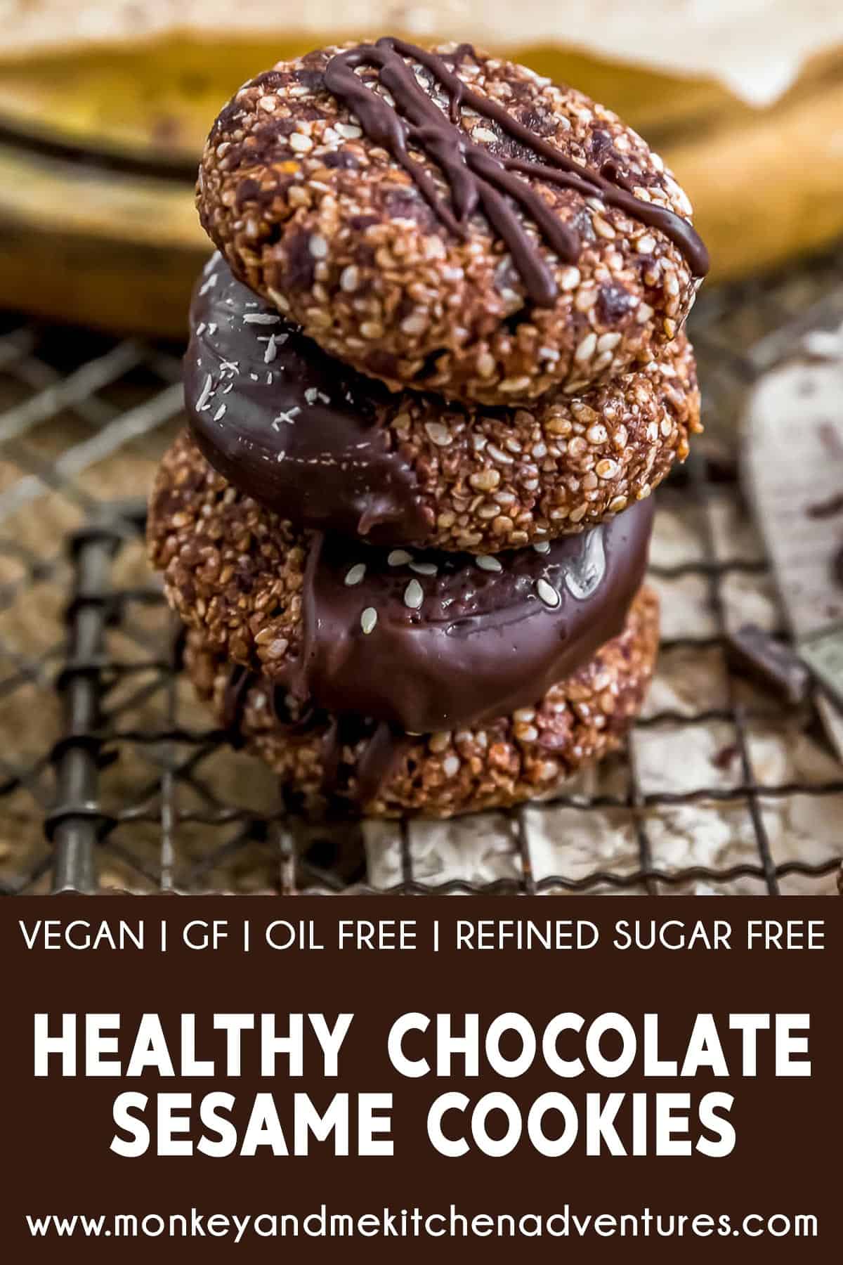 Healthy Chocolate Sesame Cookies with text description