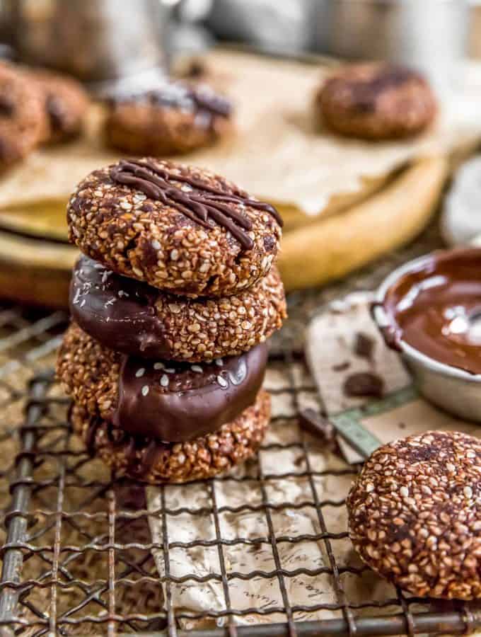 Stack of Healthy Chocolate Sesame Cookies
