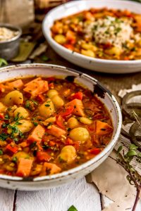 Spanish Butter Bean Sweet Potato Stew - Monkey and Me Kitchen Adventures