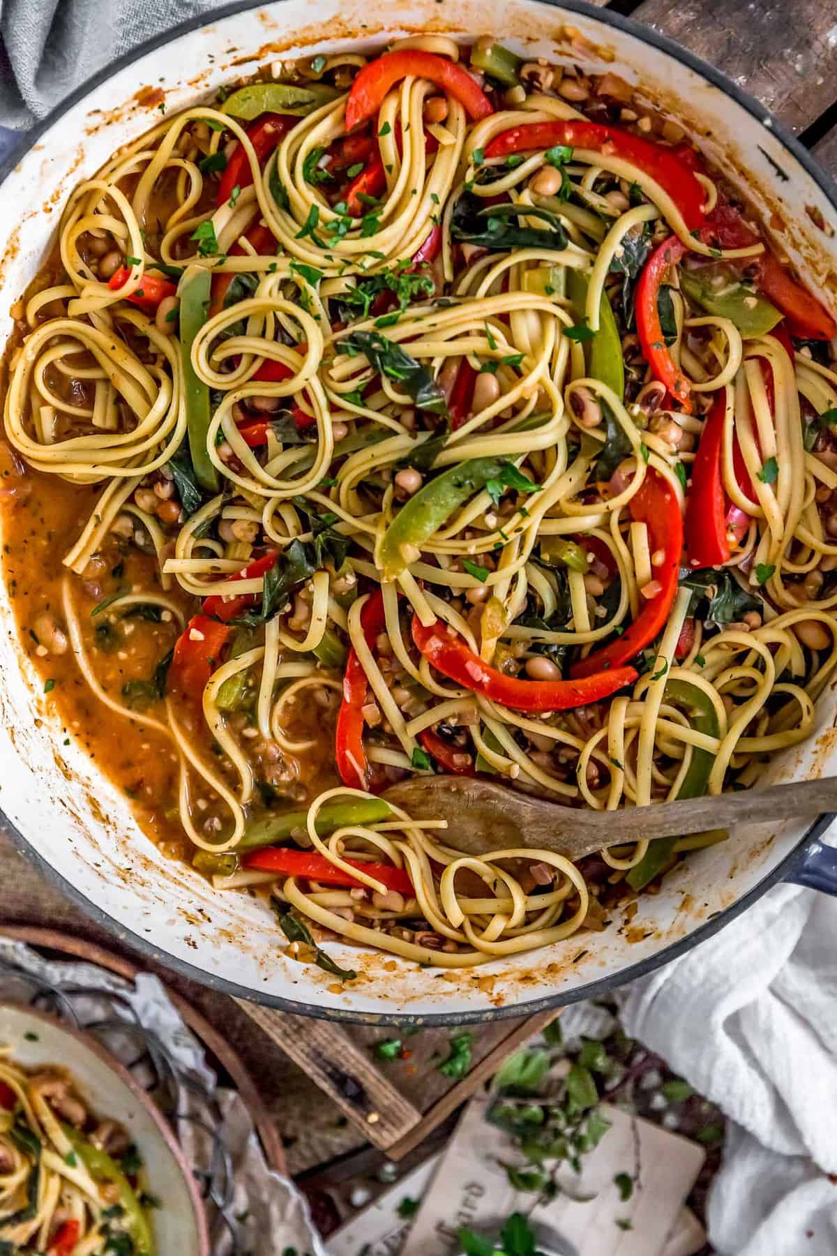 Pot of Cajun Pasta and Peppers