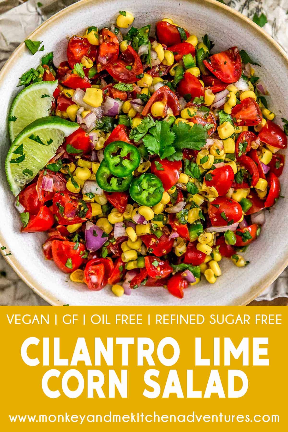 Cilantro Lime Corn Salad with text description