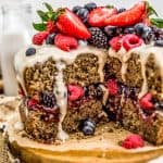 Healthy Vegan Buckwheat Cake with slices cut out