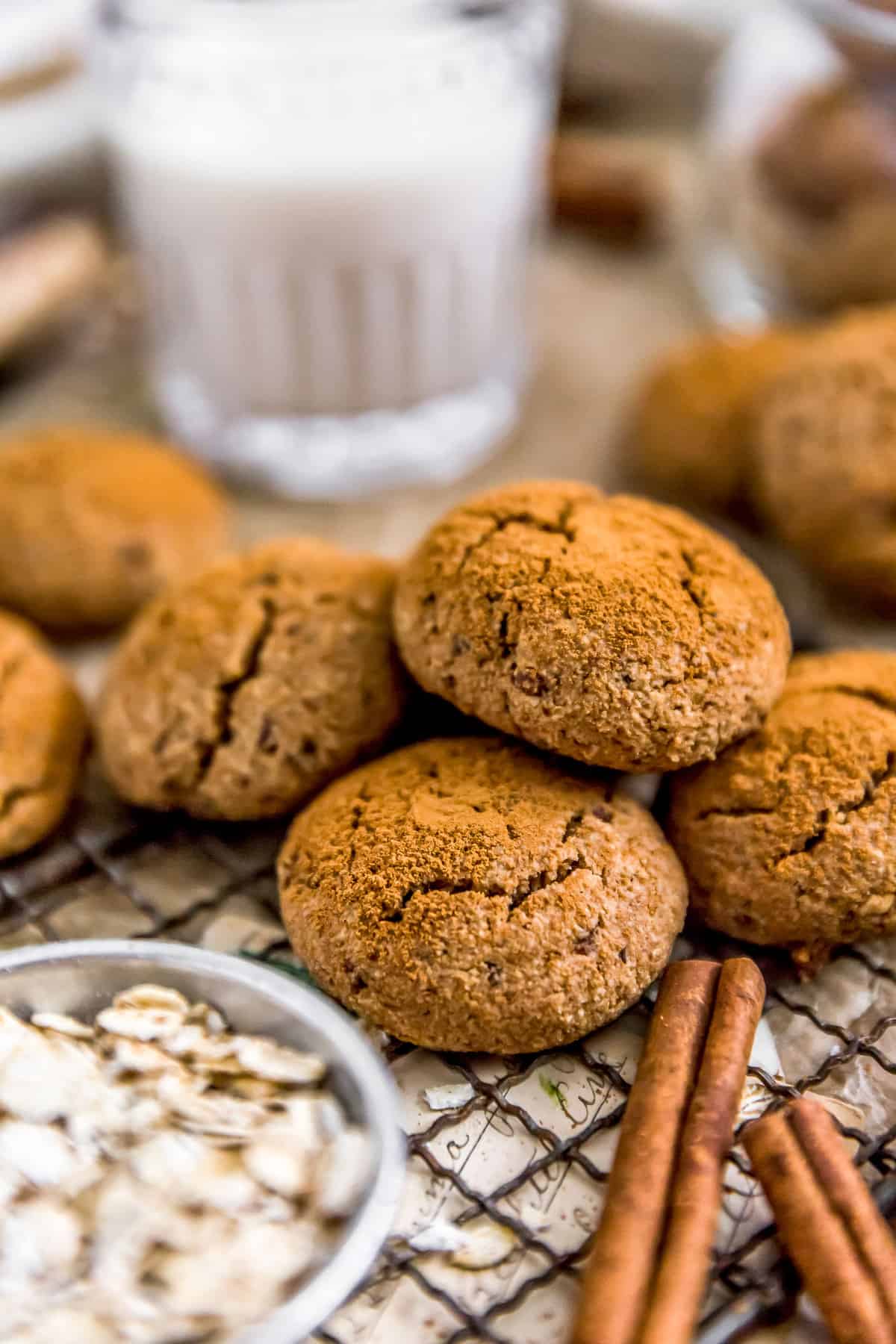 Close up of Healthy Vegan Cinnamon Crinkle Cookies