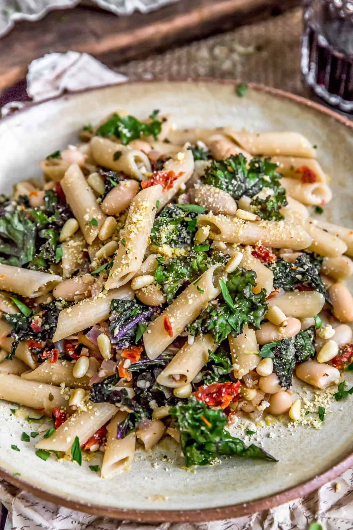 Close up of Italian Pasta and Kale