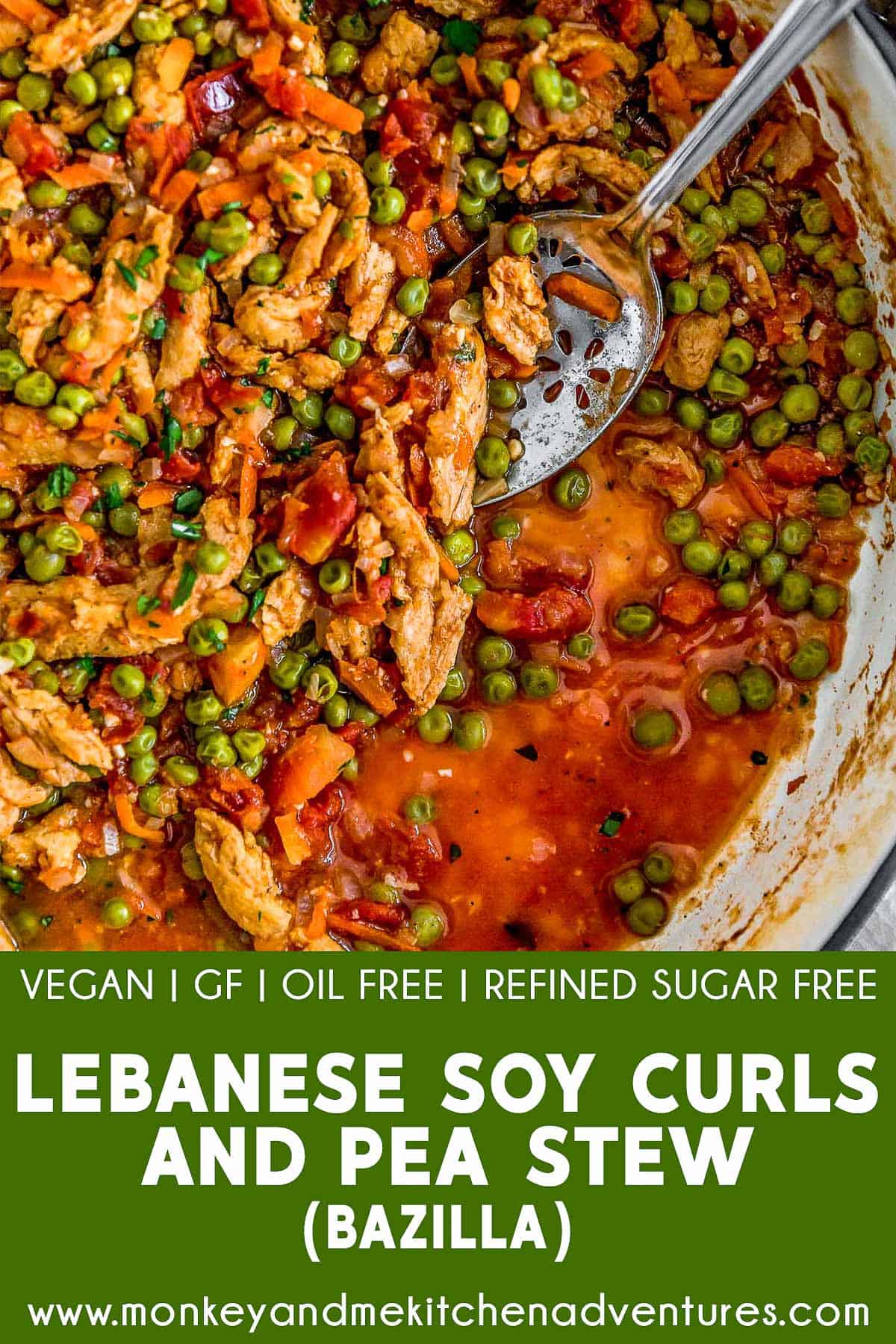 Lebanese Soy Curls and Pea Stew (Bazilla) with text description
