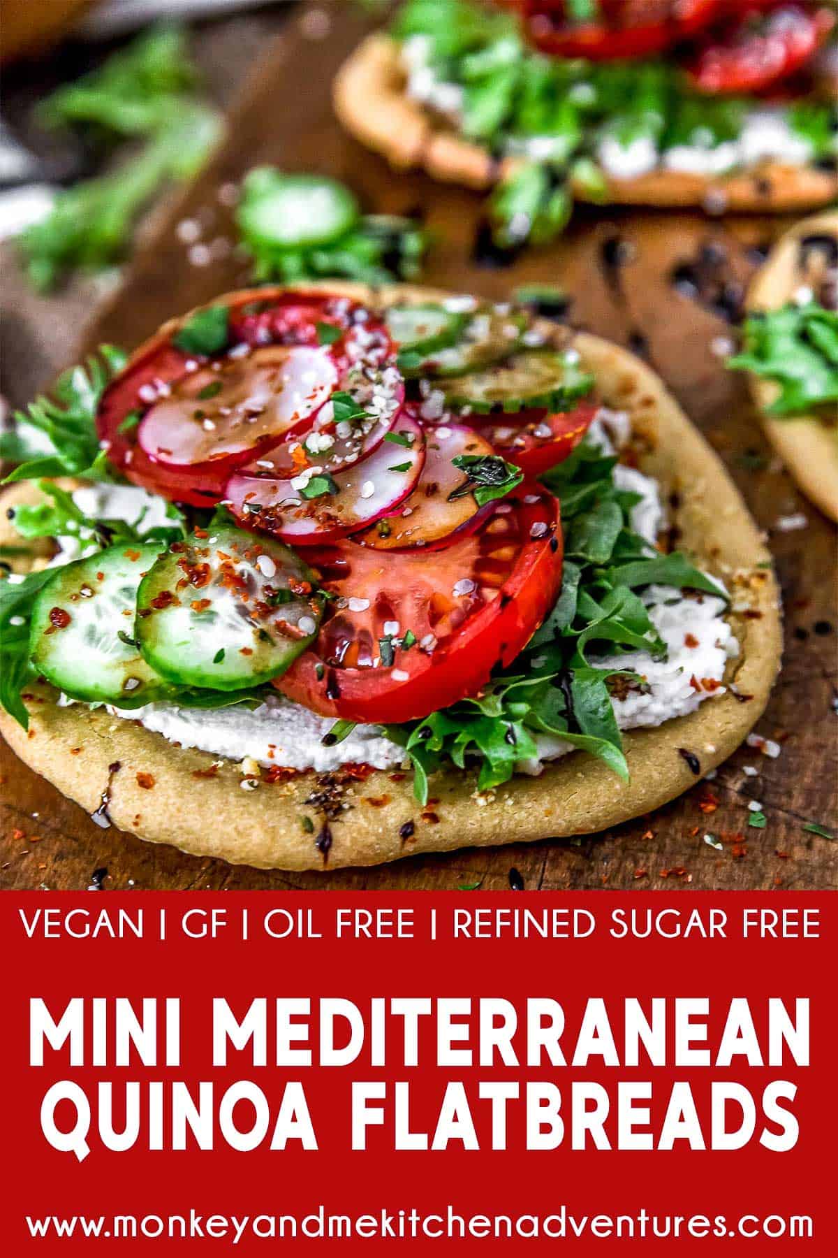Mini Mediterranean Quinoa Flatbreads with text description