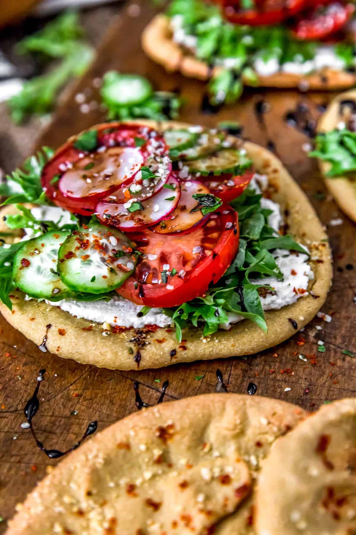 Close up of Mini Mediterranean Quinoa Flatbreads