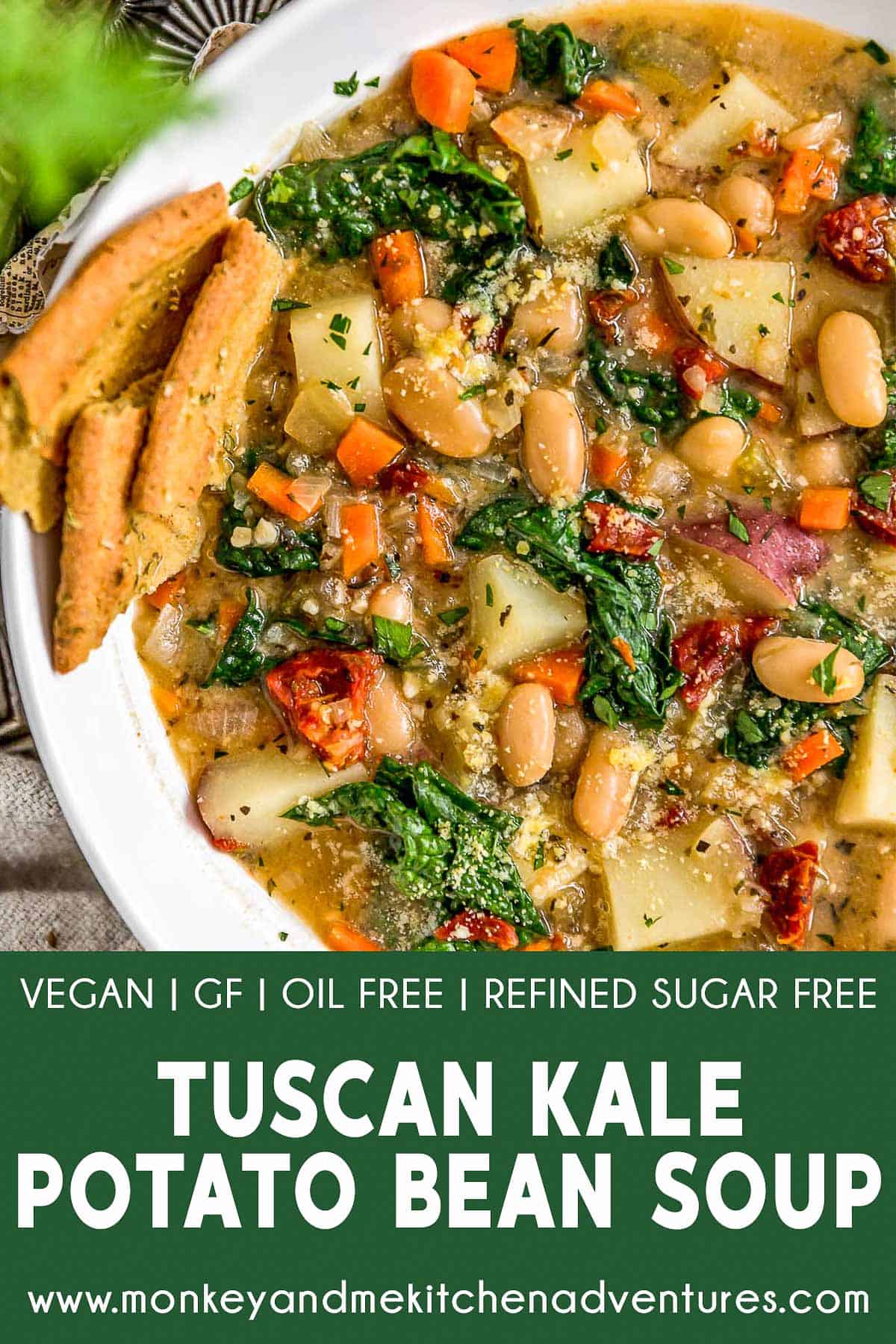 Tuscan Kale Potato Bean Soup with text description