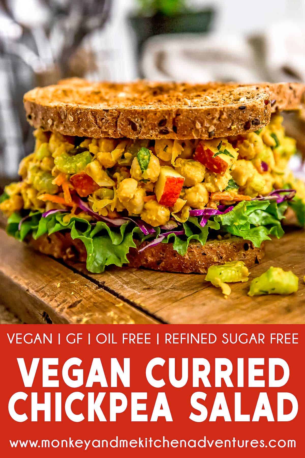 Vegan Curried Chickpea Salad with text description