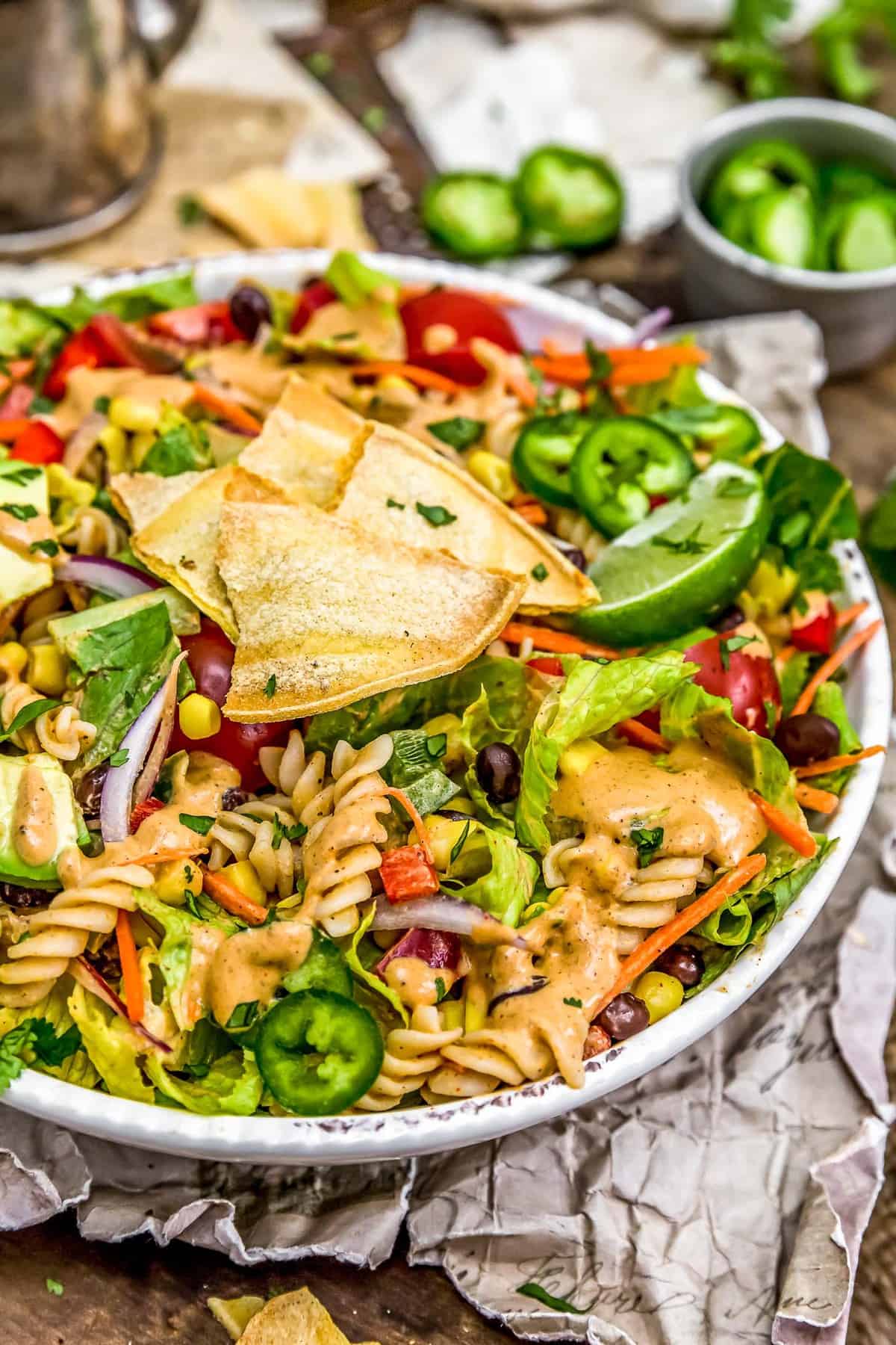 Vegan Creamy Taco Dressing in a salad