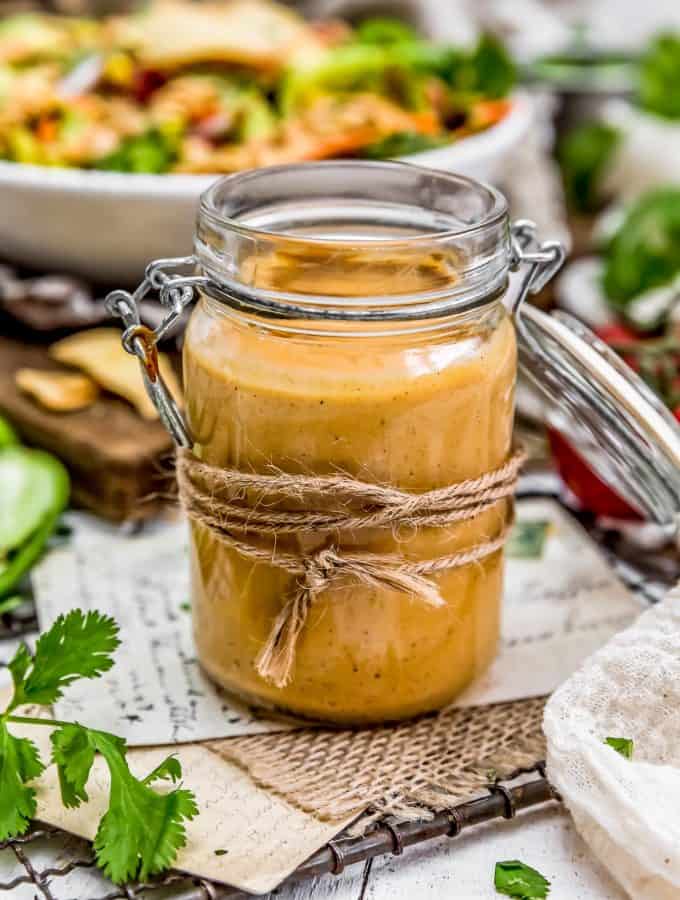 Vegan Creamy Taco Dressing in a jar