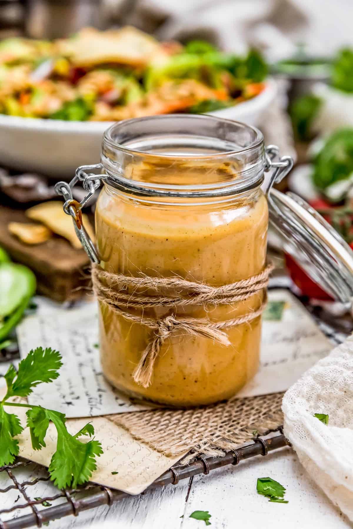 Vegan Creamy Taco Dressing in a jar