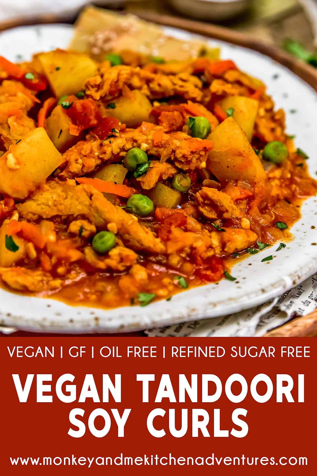 Vegan Tandoori Soy Curls with text description